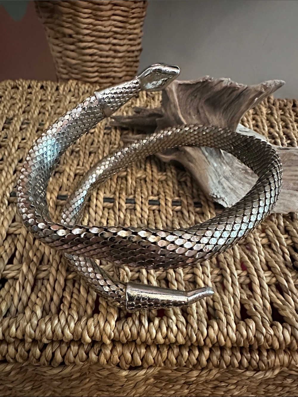 Vintage Whiting & Davis silver mesh snake choker wrap necklace or bracelet - Picture 9 of 13
